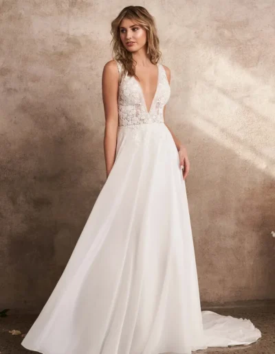 66205 Chiffon Flowy Wedding Dress