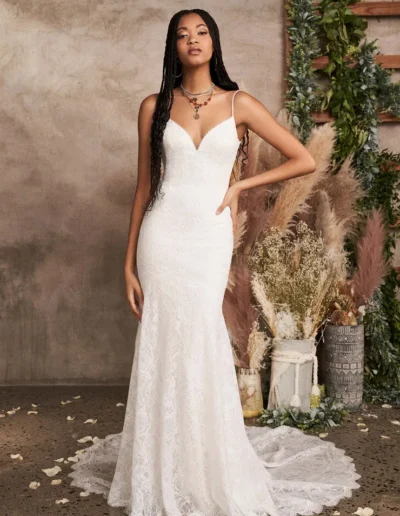 66206 Stretch Lace Fitted Wedding Dress by Lillian West