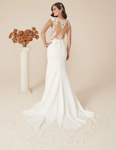 88231 Crepe Sheath Wedding Dress by Justin Alexander