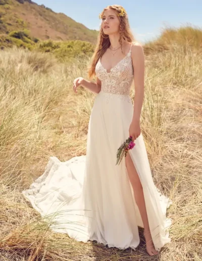 Alexis Romantic Lace and Chiffon Wedding Dress by Rebecca Ingram